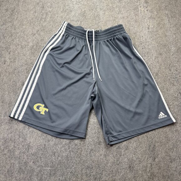 Georgia Tech Yellow Jackets Adidas Shorts Men L Gray White Performance 9" - Picture 1 of 16